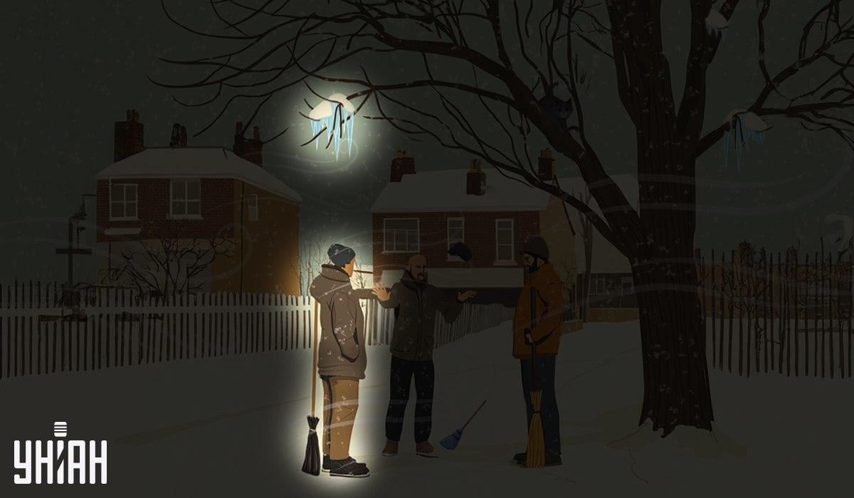 Üks majahoidjatest seisis puul rippuvate jääpurikate all / Moje kollaaž